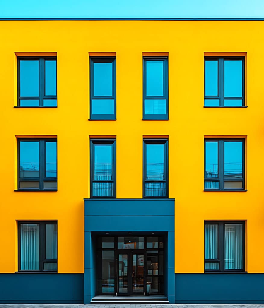 Eine Gelbe Fassade in Hanau